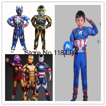 Jul Drenge piger Muskel Iron man, Captain America Kostume Optimus Prime, Bumblebee Avengers Muskel Cosplay Kostumer til Børn