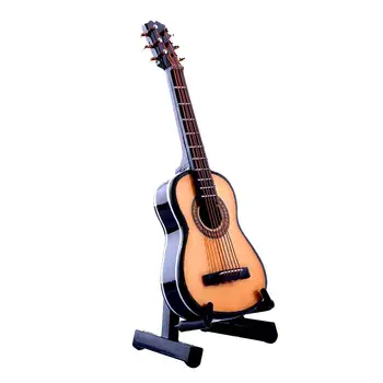 Hobbyer Træ-Guitar Miniature med Indretning Mini Gaver Tilfælde Samling Akustiske Guitarer Instrument Stå Musikalske Dukkehus