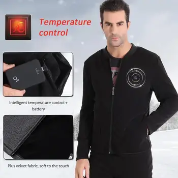 Høj Kvalitet Mænds Jakke Varme Tøj Termisk Undertøj Carbon Fiber El-Varme USB-Smart El-Tøj, Sort
