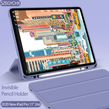 2020 Nye Blødt etui Til iPad Pro 11-in. Sagen 2nd Gen Med Blyant Indehaveren Silicone Smart Cover opladning Vågen Søvn Stå A2228 20816