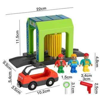 Simulering Plastic Toy Sæt Politi Station Car Wash Værelse Urban Scene Sikker Børns Legetøj, der er Kompatibelt Med Træ-Spor 20859