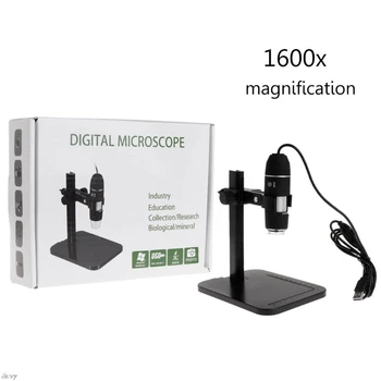 1600X 8LED USB Digital Microscope Magnifier Camera Endoscope with Ruler Bracket 20869
