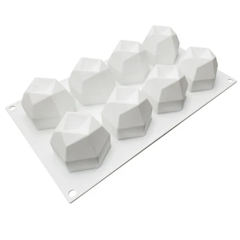 8 Hulrum Diamant Polygon Silikone Kage Form For Fransk Dessert Mousse Wienerbrød Skuffe Lys Skimmel Muffin Sweety Bagning Værktøjer