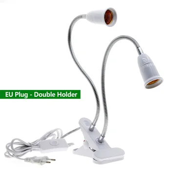 360 Grader Fleksibel Lampe Holder Klip E27 Base Med På Off-knappen EU Stik Til bordlampe LED vækst Lys E27 Lampe