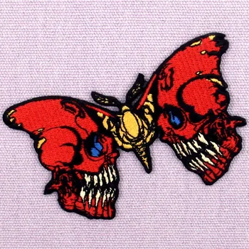 Embird patches Broderet jern på patches søde Blødningen Kraniet Butterfly ceo-venligt håndlavet 3D badges rygsæk patch
