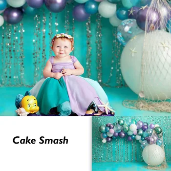 Piger Nyfødte Børn Fødselsdag Rainbow Balloner Baggrund for Fotografering Cake Smash 1st Fødselsdag Børn Pink Foto Baggrund