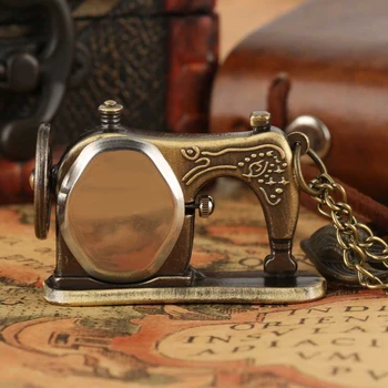 Lille Søde Retro Antik Bronze symaskine Quartz lommeur Kreative Halskæde Vedhæng Unik Souvenir Gave for Mænd