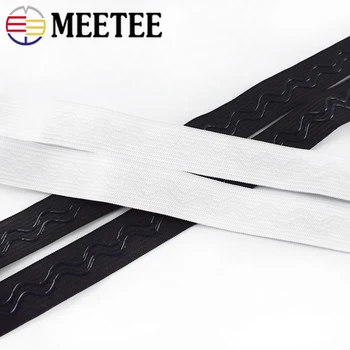 Meetee 5/10 M 20/25mm Non-slip Elastik Polyester Bølge Silikone Gummi Stropper Bælte DIY Tøj Sy Foråret Band Tilbehør