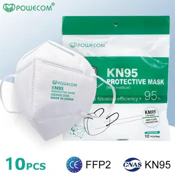 POWECOM 10STK FFP2 KN95 Maske Genbruges 95% Filtrering 5 Lag Ansigt Maske med filter til at beskytte Facial mask Munden Dække Dæmpe CE 21744