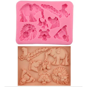 Dyr, Løve, Elefant, Tiger Form 3D Silikone Formen Sæbe Fondant Chokolade Mould Frosne Bage Kage form for DIY