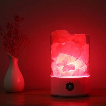 USB-Crystal Lyse, naturlige himalaya-salt-lampe led-Lampe Luftrenser Humør Skaberen Indendørs varmt lys bordlampe soveværelse lava lampe