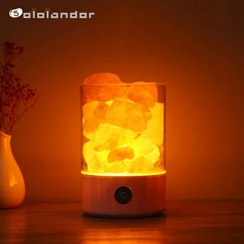 USB-Crystal Lyse, naturlige himalaya-salt-lampe led-Lampe Luftrenser Humør Skaberen Indendørs varmt lys bordlampe soveværelse lava lampe