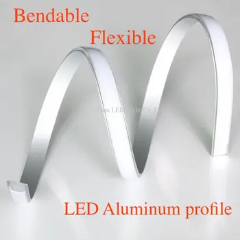 30m (30stk) en masse, 1m pr stykke, Bøjelig Fleksibel Anodiseret diffus dække aluminium led-belysning profil