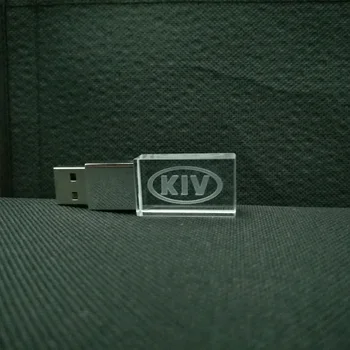 HOT KIA krystal + metal USB-flash-drev pendrive, 4GB, 8GB, 16GB, 32GB, 64GB 128GB Ekstern Storage memory stick Logo Brugerdefinerede u disk