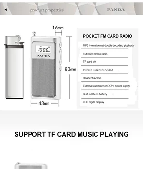 Bærbare Mini Pocket FM-Radio Modtager, Radio Udendørs DSP-Chip Stereo-TF Kort WMA til MP3, Med Øretelefon LCD-Genopladelige Afspiller