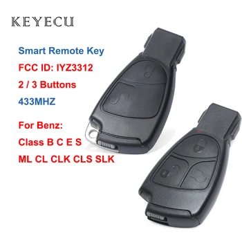 Keyecu Smart Fjernbetjening Bil-Tast 2 / 3 Knapper 433MHz til Mercedes Benz i Klasse B, C E S ML CLK CL CLS SLK, FCC ID: IYZ3312