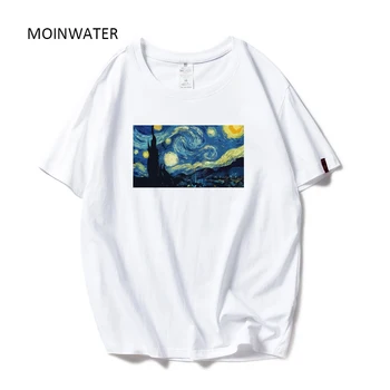 MOINWATER Picasso-Maleri Print Kvinder Casual T-shirts Mode Dame, Bomuld, Hvid Tee Korte Ærmer Sort Tshirt MT20009