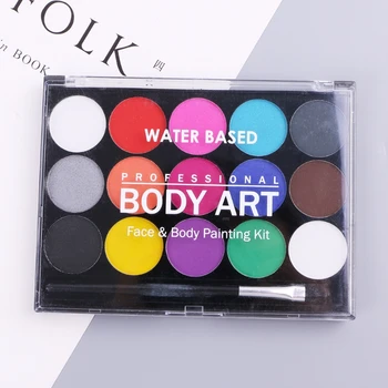 15 Farver Krop Maling Makeup Facial Maleri Vand Blæk Olie Graffiti Med Pensel