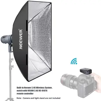 Neewer 600W batteridrevne Udendørs Studio Flash Strobe (blinkende) Belysning Kit:VISION4 Monolight,Gennemsigtig Paraply,Rektangulære Softbox