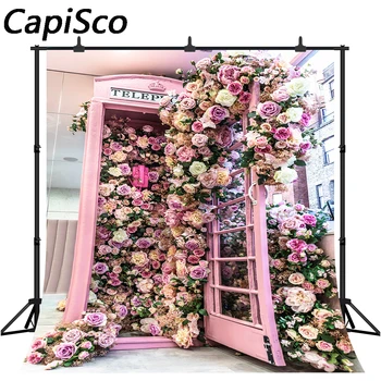 Capisco Pink telefonboks Fotografering Baggrunde Blomster Baggrunde Bryllup Indretning Foto Baggrund Portræt-Photoshoot Rekvisitter