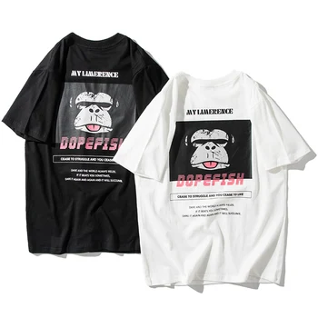 Aolamegs Mænd T-Shirt Hip Hop Cool Billede Udskrivning Top Tee Casual Løs Harajuku Par Korte Ærmer Alle-match Streetwear Sommer