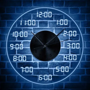 Analog Digital Wall Clock med LED-Baggrundsbelysning Klassiske Numre Design Tal Vise Akryl Belysning Nat væglampe Indretning