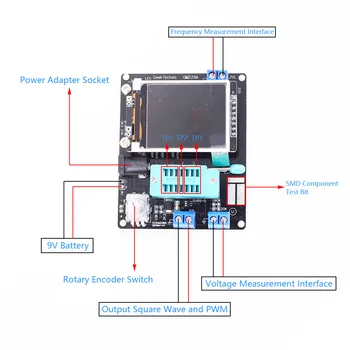 Transistor Tester Frekvens Meter PWM Square Wave Generator LCR-Meteret Voltmeter Modstand Kondensator Detektor Multifunktion Opdage