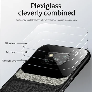 For Xiaomi Poco X3 NFC Tilfælde Læder Glossy Back Cover Bløde Kofanger Telefon Tilfældet For Xiomi Poco X3 NFC Fundas