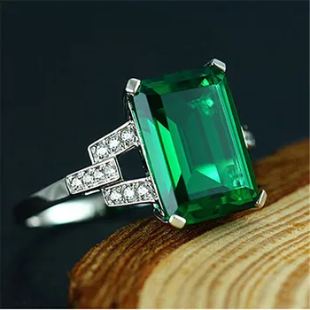 Vintage Mandlige Kvindelige Grøn Krystal Smykker, Fine Sølv Farve Vielsesringe Til Kvinder, Mænd Charme Pladsen Zircon Engagement Ring