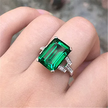 Vintage Mandlige Kvindelige Grøn Krystal Smykker, Fine Sølv Farve Vielsesringe Til Kvinder, Mænd Charme Pladsen Zircon Engagement Ring