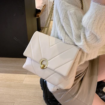 Vintage Crossbody taske 2021 New Høj kvalitet pu læder Kvinders Designer Håndtaske med Stor kapacitet Kæde Skulder Messenger Taske
