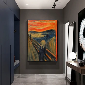 Edvard Munch, Skrig Berømte Lærred Kunst Malerier Abstrakte Gengivelser Klassisk Skrig Væg Plakater Cuadros Hjem Dekoration 2356