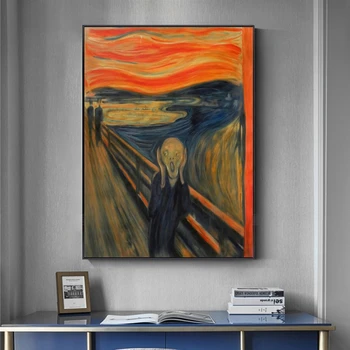 Edvard Munch, Skrig Berømte Lærred Kunst Malerier Abstrakte Gengivelser Klassisk Skrig Væg Plakater Cuadros Hjem Dekoration