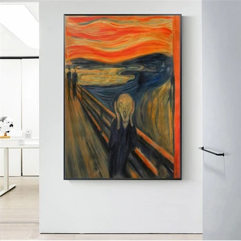Edvard Munch, Skrig Berømte Lærred Kunst Malerier Abstrakte Gengivelser Klassisk Skrig Væg Plakater Cuadros Hjem Dekoration
