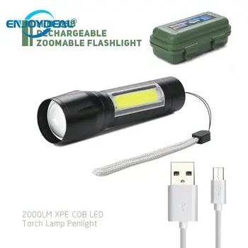 LED Lommelygte USB-2000LM XPE COB Fakkel Lampe Zoomable Cob Arbejde Lys Penlight Lanterna Genopladelige 23567