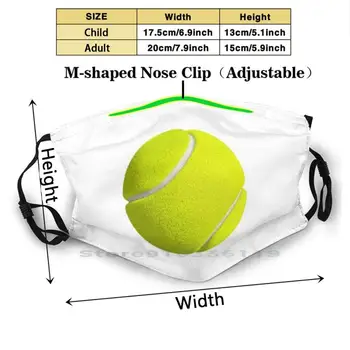 Tennis Bold Print Genanvendelige Maske Pm2.5 Filter Ansigtsmaske Børn Tennis Tennis Tennis Bold Sport Sport Bold Ballsport Følte Bolden