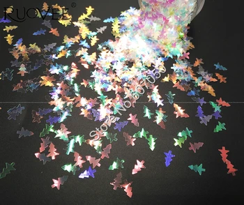 8MM Hvid Jul Træer Glitter med Farverige Lys Nuancer Skinner, Søm Glitter Form for Glimmer Håndværk Makeup Art Dekoration 2378