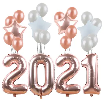 24pcs 32 tommer Guld Splint Antal Folie Balloner Happy New Year Party Dekoration 2021 for Bryllupsdag Indretning Latex Globos 23875