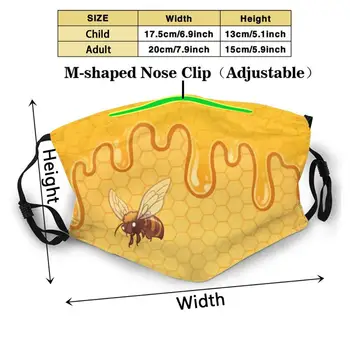 Honning Og Bier Genanvendelige Munden Maske, Filter For Mænd, Kvinder, Børn Honning Honning Bier Honeycomb Bier Bee Miel