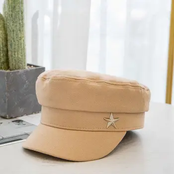 2020 Foråret Efteråret Kvinders Flad Top Militær Cap Nitte Retro Mode Avisdrenge Hatte Sorte Baretter Bomuld Kvindelige Casual Maler Hat