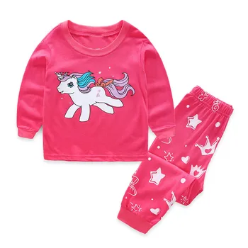 TUONXYE 2-7 År Piger Unicorn Pyjamas Sæt Baby Pige Langærmet Nattøj Passer Børn Tøj Kids Tøj til Efteråret