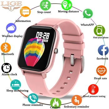 LIGE Fashion Smart Ur Til Mænd, Kvinder IPX7 Vandtæt Fitness Tracker LED Full Skærm Touch pulsmåler Sport smartwatch