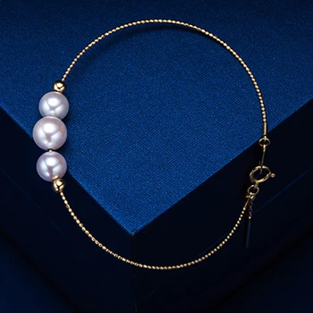 Sinya Perle charms 18k guld Armbånd, Fodlænker med at flytte guld perler kan justere længden kan bære DIY for kvinder, pige, Mor elsker 24128