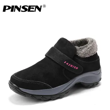 PINSEN 2020 Vinteren Kvinder Sne Støvler Fashion Kvinder Varme Tryk og Platform Ankel Støvler Kvindelige Høje Kile Vandtæt Støvler Sko-Kvinde