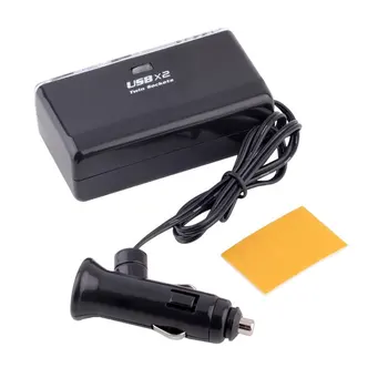 Universal Dual Stik 2 USB-Port til Bilen Cigarettænder Splitter DC 12V/24V billader Adapter Stikkontakt Sort
