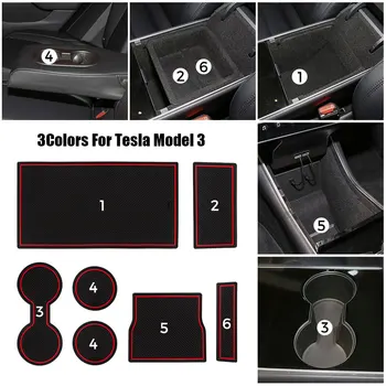 For Tesla Model 3 kopholder & Center Konsol Bil Måtten Liner Tilbehør 3Colors