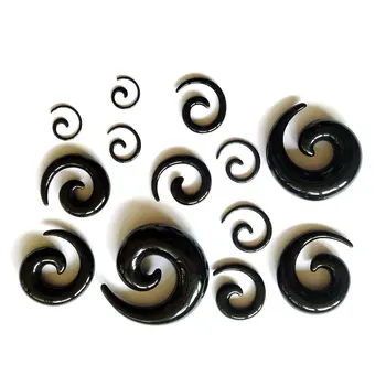 120pcs mix 12 størrelser 1.6-16mm sort spiral akryl øre taper kits strækker øre piercing smykker expander øre målere stik