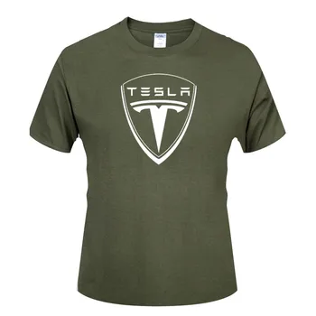 Hot SELL 2020 Nye Mode Tesla T-Shirt Til Mænd Kort Ærme O Hals Bomuld Casual Top Tee
