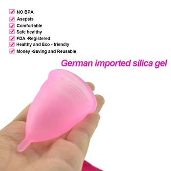 10stk/masse Engros-medicinsk silikone feminin hygiejne produkt menstruation-cup, copa menstruation medicinsk silikone menstruationskop blød