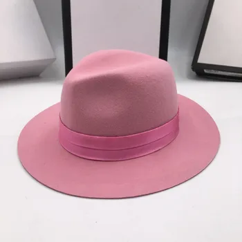 Hat til kvinder uld uld jazz hat fashionable pink hat søde Golding hat fedoras Panama kat